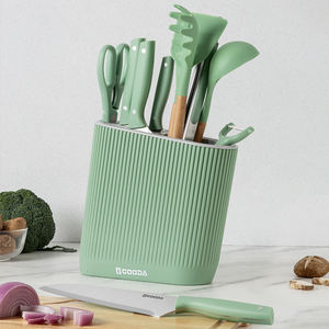 Ensemble <span class=keywords><strong>d</strong></span>'outils <span class=keywords><strong>de</strong></span> <span class=keywords><strong>cuisine</strong></span> GOODA OEM ODM, 11 pièces, couteaux en acier inoxydable, <span class=keywords><strong>ustensiles</strong></span>, bloc <span class=keywords><strong>de</strong></span> rangement en plastique, durable et éco-responsable - Product Image 1