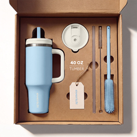 Vaso Térmico de Viaje de Doble Pared de Acero Inoxidable 304 de 40oz con Asa y Tapa con Popote, Mantiene Frío y Caliente, para Oficina y Exteriores
