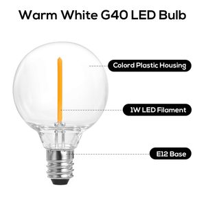 Bombillas <span class=keywords><strong>LED</strong></span> equivalentes a Base B22 E12 de 5 vatios, luces de cadena de globo para interiores y exteriores, reemplazo de cuerpo de lámpara de vidrio CCT de 4000K para uso en interiores - Product Image 2