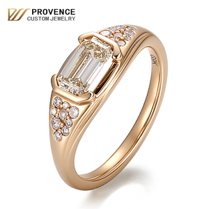 PROVENCE jewelry 18k <b>plain</b> gold <b>ring</b> best jewelry suppliers yellow 1carat lab diamond <b>ring</b> 14k gold pave diamond <b>ring</b> for women - Product Image 1