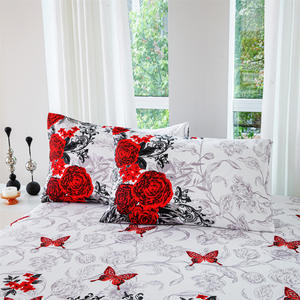 Housse <span class=keywords><strong>de</strong></span> coussin <span class=keywords><strong>de</strong></span> lit à fleurs en fibre chimique anti-salissure, style américain, trois pièces, pour le commerce extérieur transfrontalier - Product Image 4