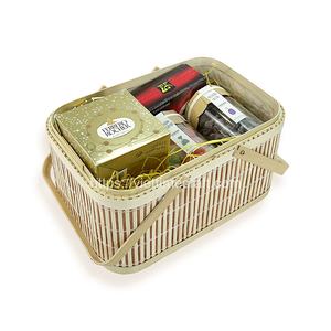 Top Trendy Bamboo Rectangle <b>Hamper</b> with Carved Lid Handicraft <b>Picnic</b> Basket for Wedding Wholesale From Vietnam - Product Image 5