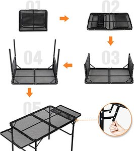 <span class=keywords><strong>Camping</strong></span> en plein air <span class=keywords><strong>Table</strong></span> de gril pliante Portable léger en métal support de gril fer maille <span class=keywords><strong>Table</strong></span> pliante <span class=keywords><strong>hauteur</strong></span> réglable - Product Image 4
