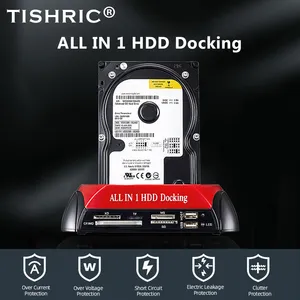 TISHRIC IDE SATA 듀얼 올인 1 HD/HDD 도킹 스테이션 하드 디스크/드라이브 HDD 2.5 3.5 리더 USB EU 외부 상자 인클로저 케이스