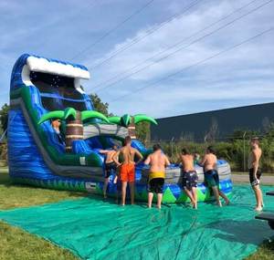 <span class=keywords><strong>Location</strong></span> de jeux d'eau pour fêtes d'<span class=keywords><strong>été</strong></span>, toboggan aquatique tropical commercial, toboggan aquatique gonflable bleu marbre, cour avec piscine - Product Image 2