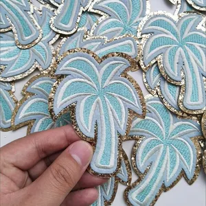 Factory Price Custom Coconut Tree Logo Chenille Embroidery Patches