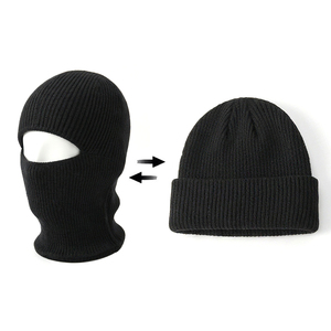 Bonnet de pêcheur à revers court avec logo personnalisé, cagoule tricotée à 1 trou pour adulte, couvre-visage intégral pour le ski et les activités de plein air - Product Image 1