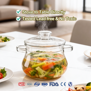 Olla para Leche <span class=keywords><strong>de</strong></span> <span class=keywords><strong>Vidrio</strong></span> <span class=keywords><strong>de</strong></span> Borosilicato <span class=keywords><strong>de</strong></span> Alta Resistencia 2000ml KP-00120, Resistente al Calor, para Sopa y Comida para Bebés - Product Image 4