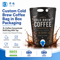 Sac de transport personnalisé 1L 2L 3L pour boissons, vin, eau avec robinet et valve, emballage liquide anti-fuite pour jus, vin, eau, café froid et autres marques