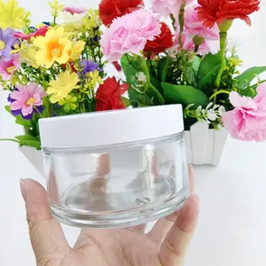 Hot Sell Round 200g Face Cream Cosmetic 200ml Glass Jar With Matte White Lid Eco Friendly Cosmetic Container