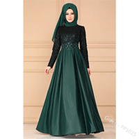 Abaya musulmane pour femmes, manches longues, jupe longue, col rond, robe de prière modeste pour tous les jours