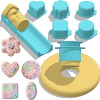 6-teiliges Kuchenformen-Set in Mintgrün, PLA-Backformen-Kit mit Blumen-, Herz-, Quadrat- und Donut-Formen zur Kuchendekoration