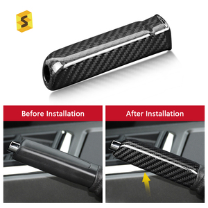 <span class=keywords><strong>Shasha</strong></span> fibre de carbone véritable couverture intérieure de voiture frein à main Auto accessoires pour Ford Mustang 2010 2011 2012 2013 2014 - Product Image 3