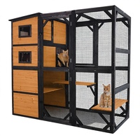 Grande enclos pour chat en bois, résistant aux intempéries, durable, spacieux, avec plateformes de repos, indestructible, pour chats errants