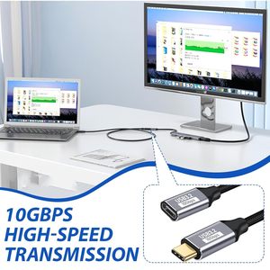 10Gbps USB 3.2 5A Charge Rapide Nylon Type-C Câble D'extension Mâle <span class=keywords><strong>Femelle</strong></span> pour IOS Power Bank Ordinateur Portable Tablette Téléphone Accessoires - Product Image 3