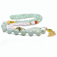 Collier de perles de jadéite avec pendentif en jade sculpté avec chou chinois en jade
