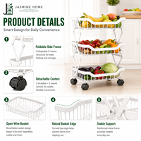 Metal opvouwbaar modern multifunctioneel keuken fruit- en groente opbergrek, vrijstaand, draaibaar, voor thuisgebruik in de woonkamer