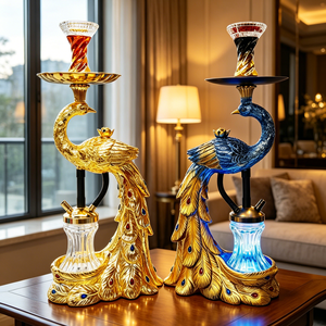 Set de Shisha de Lujo al por Mayor con Diseño de Pavo Real, 56CM, con LED, de Resina, Estilo Árabe, Tipo Pluma, En Stock - Product Image 1