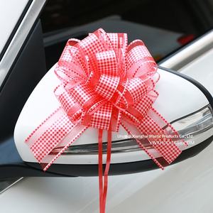 50 Pompons en fil de laine à carreaux, en forme de fleur, en maille, dessinés à la main, en plastique, avec cordon de serrage, pour décoration de <span class=keywords><strong>voiture</strong></span> de mariage - Product Image 4