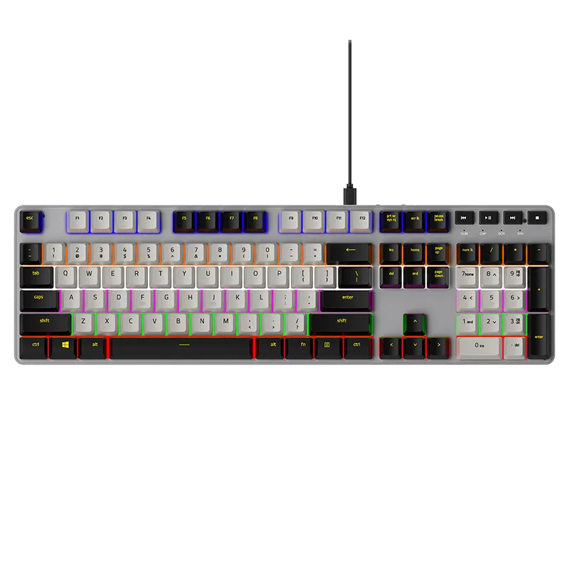 Tam boyut 108 tuşları oyun klavyesi oyun arkadan aydınlatmalı Teclado oyun kırmızı anahtarı için İspanyolca kablolu mekanik klavye masaüstü bilgisayar