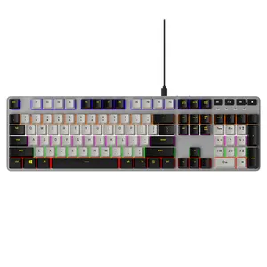 لوحة مفاتيح للألعاب بها 108 مفتاحًا بالحجم الكامل لوحة مفاتيح ميكانيكية سلكية تتميز بإمكانية التحويل إلى اللون الأحمر مع إضاءة خلفية مناسبة للكمبيوتر المكتبي