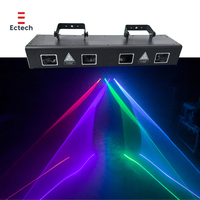 Lampu Panggung Laser LED RGB Empat Mata Kontrol DMX512, Finishing Krom Besi, 4 Kepala, Full-Color, IP33, Dapat Diredupkan, untuk Taman Hiburan, KTV, dan Tari