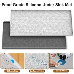 28x22 Bathroom Cabinet Liner Under Sink Mats Supplier For Kitchen Waterproof Silicone Black Bottom Of The Tray Anti-slip