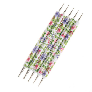 Lot de 5 stylos à double usage pour nail art, aiguilles de stamping, applicateur de strass, manche en métal acrylique, outil de manucure professionnel - Product Image 2
