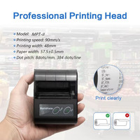 Printer kode batang penerima termal 58MM portabel, Mini 2 inci saku biru gigi tagihan QR mesin cetak Android IOS stok sesuai