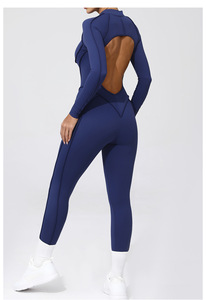 Nuova Tuta Sportiva Intera da Yoga <span class=keywords><strong>con</strong></span> Schiena Scoperta, Aderente, a Maniche Lunghe, per Donna - Set da Allenamento - Product Image 4