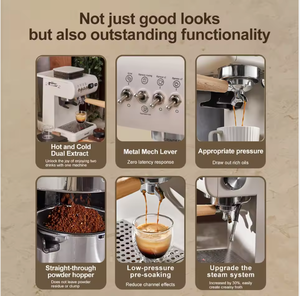 Nouvelle <span class=keywords><strong>machine</strong></span> à expresso semi-automatique rétro avec broyeur intégré, 20 bars, PID, pour usage domestique, mousseur à lait vapeur, contrôle de la température - Product Image 3