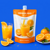 Pochettes souples personnalisées en plastique alimentaire écologique de 100 ml et 250 ml pour jus de fruits (ananas, mangue), lait et café, avec bec verseur