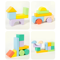 Ensemble de 84 blocs de construction en bois, couleurs pastel macaron, grandes formes de construction, pour tout-petits, Montessori, vente en gros