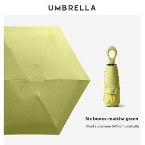Paraguas Mini Cápsula Plegable de Cinco Pliegues y 6 Varillas de Aleación de Aluminio, Diseño Clásico, Revestimiento Negro, Protección Solar para Adultos, Ideal para Viajes - Product Image 3