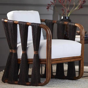 Sofá de Jardín de Mimbre con Estructura de Aleación de Aluminio, Cojín de Espuma de Alta Densidad, Impermeable, Estilo del Sudeste Asiático, Muebles de Exterior - Product Image 5