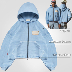 Felpa <span class=keywords><strong>con</strong></span> Cappuccio e Zip in Cotone 400g di Alta Qualità, Motivo Personalizzato, Taglia Grande, Abbigliamento Uomo - Product Image 2