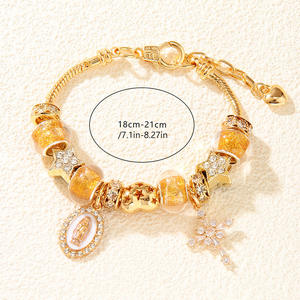 Mejor venta de moda oro azul cristal colgante <span class=keywords><strong>pulsera</strong></span> con cuentas Cable alambre con decoración de estrella y <span class=keywords><strong>pulsera</strong></span> colgante de Cruz para mujer - Product Image 4