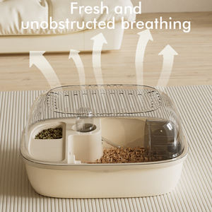 <span class=keywords><strong>Cage</strong></span> à <span class=keywords><strong>hamster</strong></span> portable de grande capacité avec bouteille d'eau, bol à nourriture, visibilité à 360°, transporteur pour animaux de compagnie, cachette et roue à roulettes - Product Image 3