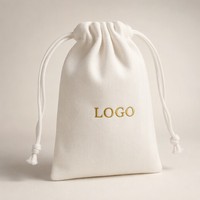 Pochette en coton sergé crème avec cordon de serrage, logo personnalisé, taille et couleur au choix, emballage cadeau pour bijoux, sac de rangement en coton