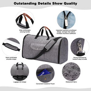 Sacs à vêtements pliables gris promotionnels, sacs de <span class=keywords><strong>voyage</strong></span>, sacs fourre-tout, housses de costume anti-plis pour femmes et hommes - Product Image 2
