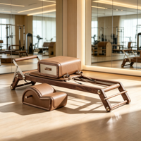 Máquina de Pilates Reformer de Madera de Roble de Lujo con Acolchado de Espuma de Alta Densidad y Deslizamiento Suave y Silencioso para Gimnasio en Casa Premium