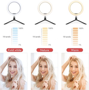 10 "luce Selfie con supporto per telefono treppiede regolabile da scrivania luce per il trucco perfetto per il <span class=keywords><strong>Video</strong></span> Live streaming di TikTok <span class=keywords><strong>YouTube</strong></span> - Product Image 5