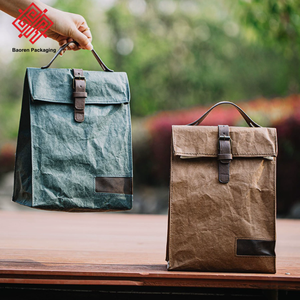 Sac isotherme Baoren écologique en polyester résistant à l'eau avec fermeture en papier kraft lavé pour le thé et les aliments - Product Image 2