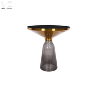 Meubles design haut de gamme Table basse cloche en laiton à base de verre transparent