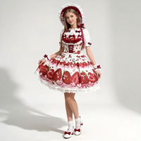 Robe Lolita JSK à la fraise, avec corset en dentelle, costume de cosplay de princesse