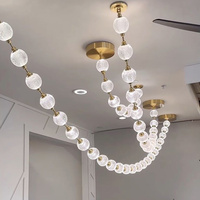 Lustre créatif en perles de luxe non standard pour salon, hôtel, duplex, villa, lampe suspendue à LED