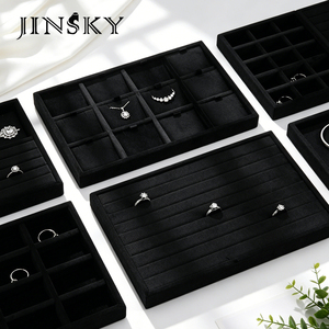 Luxury Velvet Jewelry Display Tray Multi-functional <b>Ring</b> <b>Necklace</b> Bracelet Tray for Jewelry Stores Exhibitions - Product Image 5