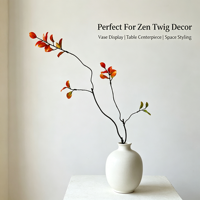 Branche de feuillage artificielle courbée aux tons automnaux pour arrangement de table style ferme et décoration de vase zen à la maison