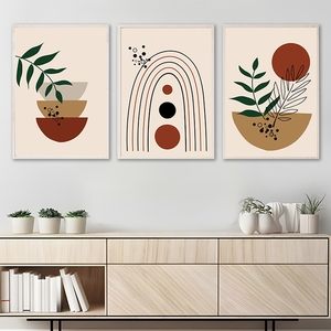 Ensemble d'impressions sur <span class=keywords><strong>toile</strong></span> minimalistes style Mid-Century Modern, décoration murale bohème arc-en-ciel - Product Image 2