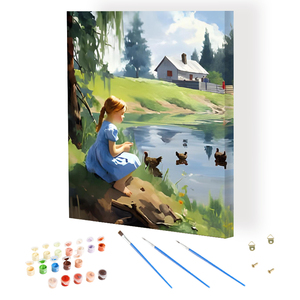 5D bricolage fille assise au bord de la petite rivière paysage <span class=keywords><strong>peinture</strong></span> acrylique <span class=keywords><strong>peinture</strong></span> mur Art décoration Kit - Product Image 1